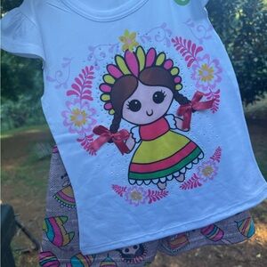 Cute White Graphic T-Shirt with Colorful Design